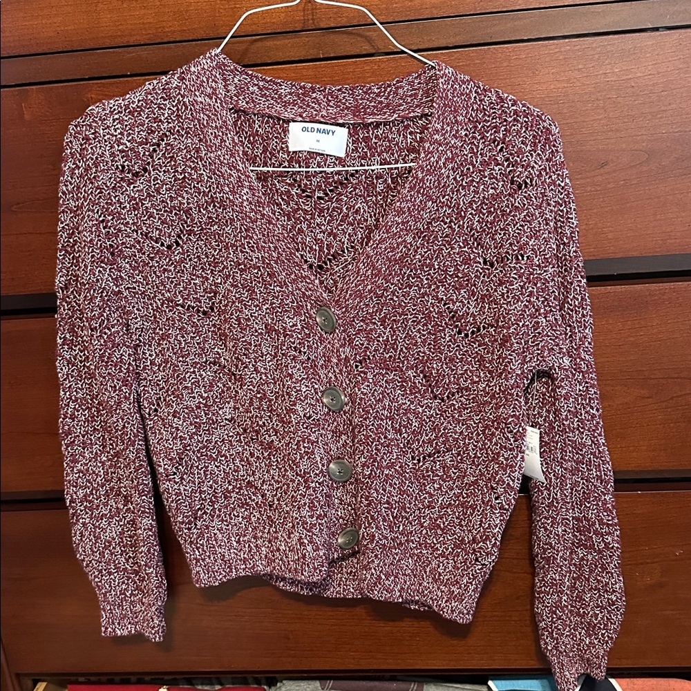 Old Navy Burgundy Button-Up Cardigan